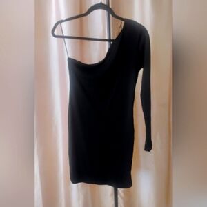 GB Gianni Bini One Sleeve Black Ribbed  Dress NWT Size M